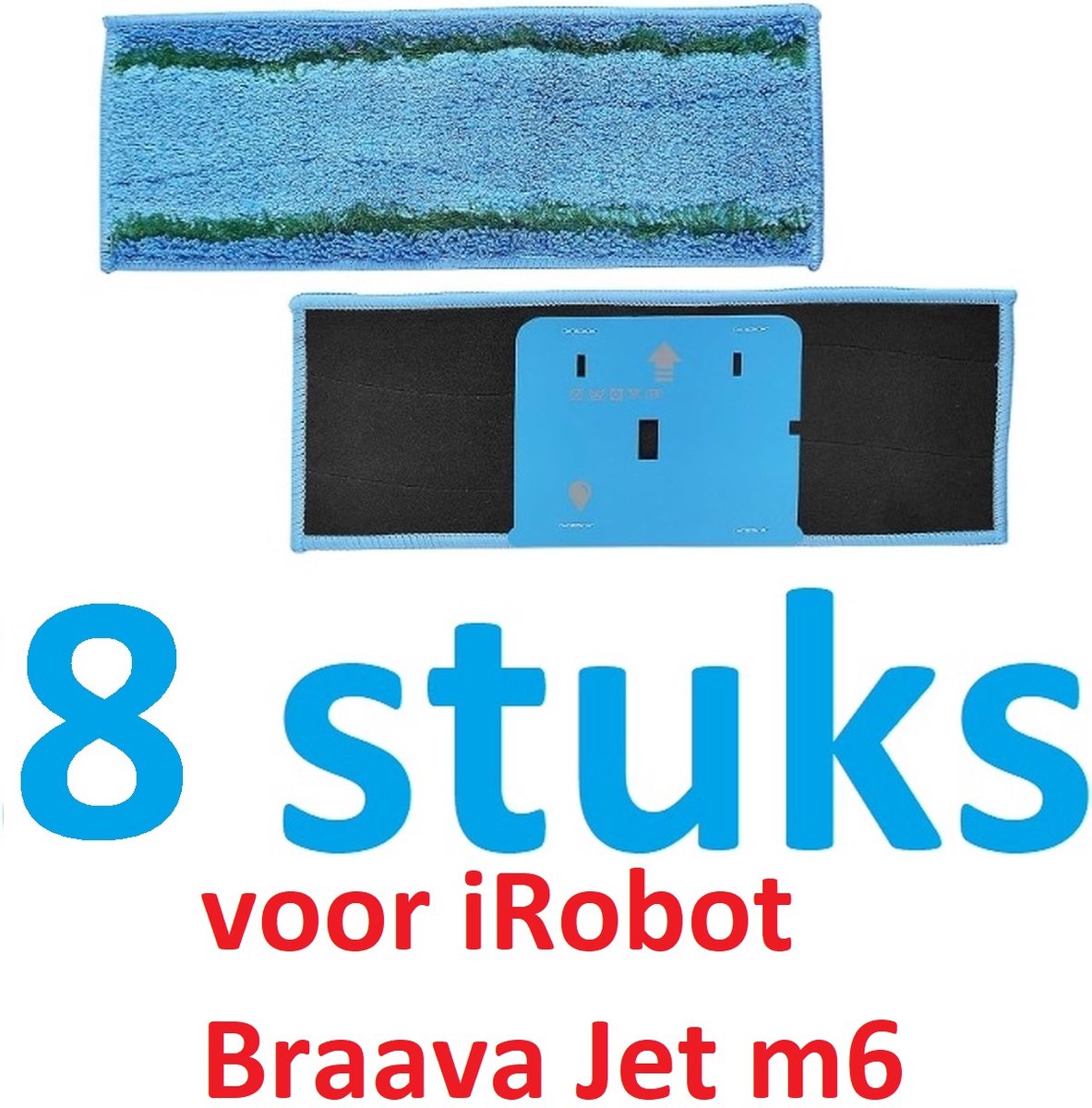 8 x Wasbare dweildoeken voor dweilrobot - maat: 28 cm x 10.4 cm - accessoires compatibel met Braava Jet M6 - iRobot - vervanging van hoge kwaliteit - microvezel - dweilpads - dweilrobot - Passen niet op de elektrische dweilen.
