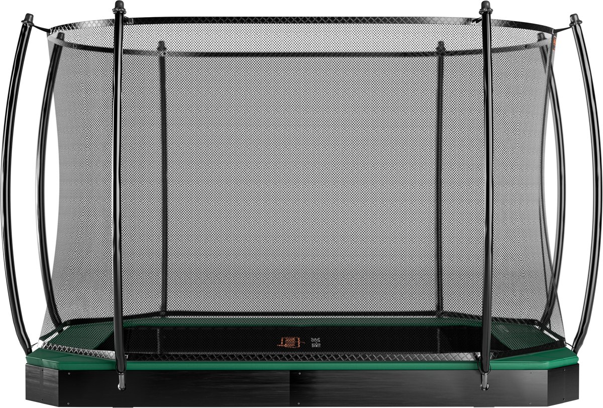 Avyna FlatLevel Trampoline 305x225 cm – Rechthoekig – Groen – Ingraafmodel met Veiligheidsnet – Compact & Kwalitatief