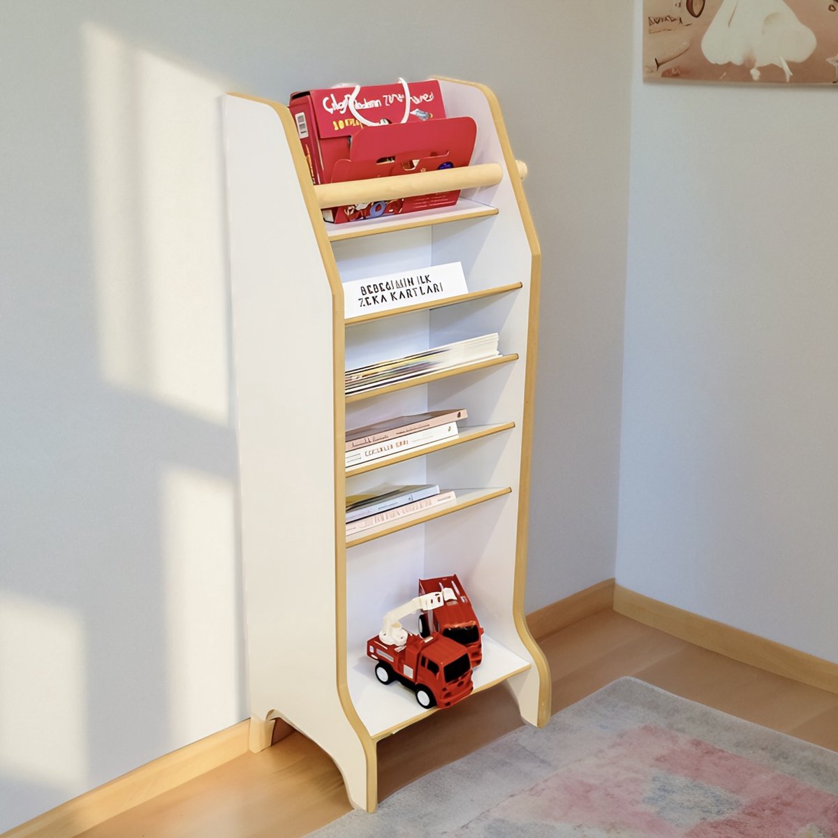 City of Wood Houten Montessori-kinderboekenkast met schuine planken – perfect voor leren en ordenen Wit