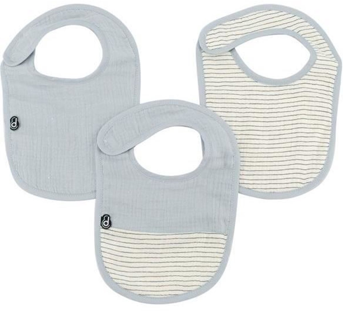 Verpakking van 3 slabbetjes - DOMIVA - 6-12 maanden - Katoenen gaas - Vintage blauw