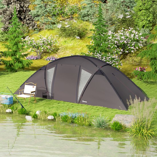 Outsunny-Kampeertent-Polyester-615x235x195cm-Zwart van Outsunny — afbeelding 4