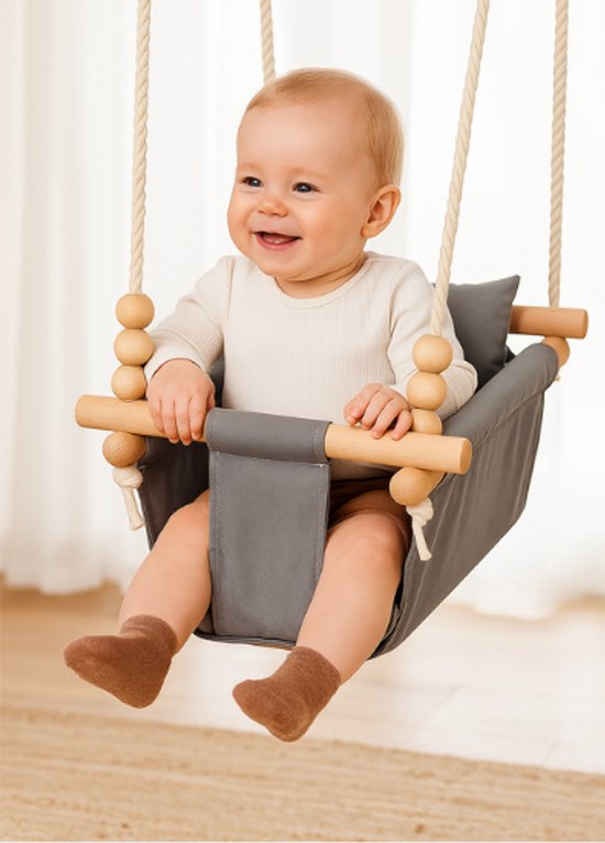 MAMOI Babyschommel met veiligheidsgordel – kinderswing voor 6–36 maanden, max. 20 kg, voor binnengebruik MAMOI Babyschommel met veiligheidsgordel – kinderswing voor 6–36 maanden, max. 20 kg, voor binnengebruik