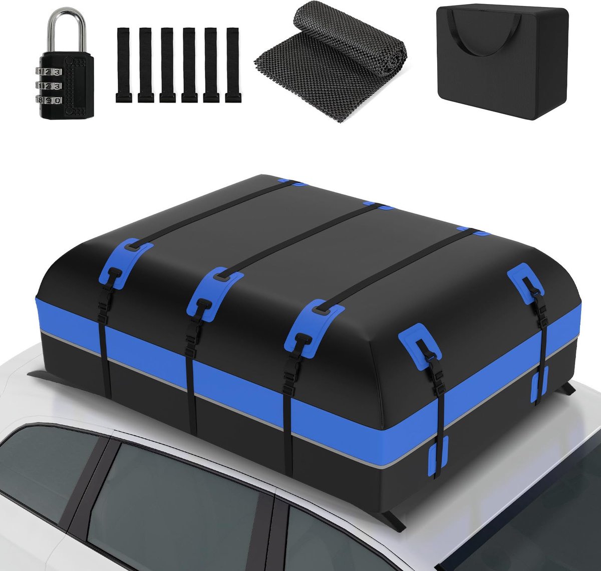 Ibenzoa® en Waterdichte Opvouwbare Dakkoffer voor Auto's met of zonder Bagagedrager