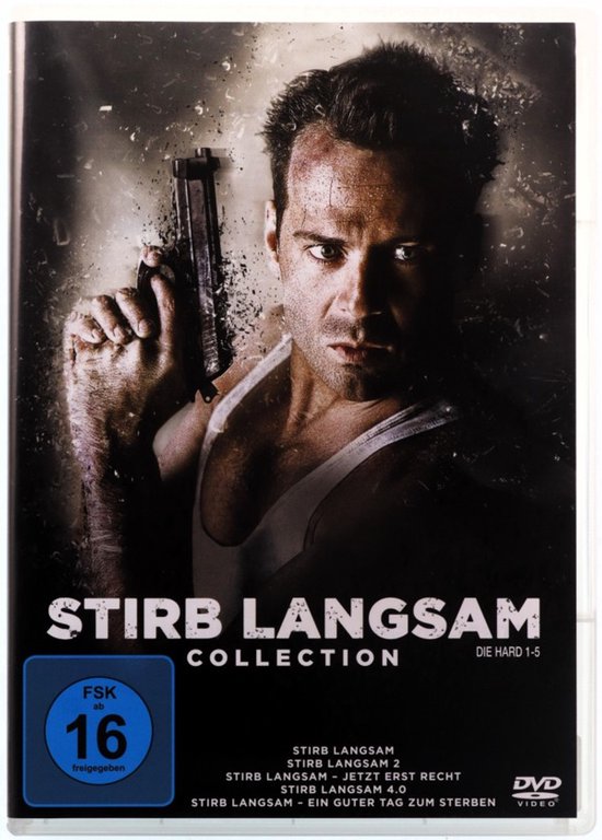 Stirb Langsam Collection DVD hoes met Bruce Willis die een pistool vasthoudt.