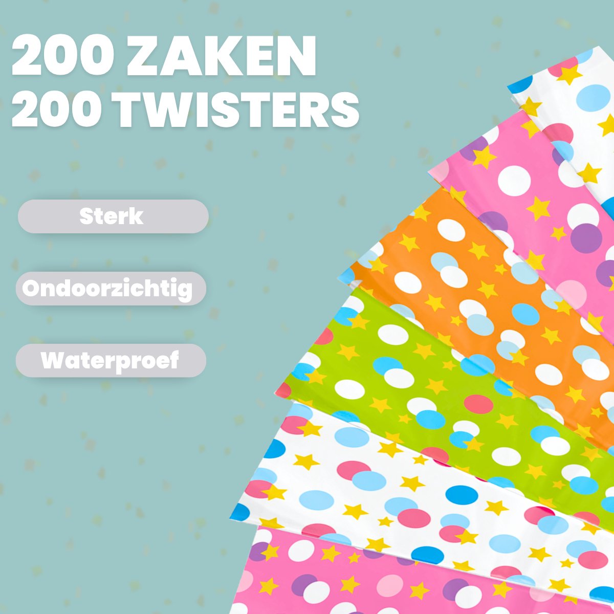 Feestio Uitdeelzakjes Gekleurd - 200 Stuks - Snoepzakjes - Traktatie Zakjes Kinderfeestje - Cellofaanzakjes Transparant - Cadeauzakjes - Snoepzak — afbeelding 4