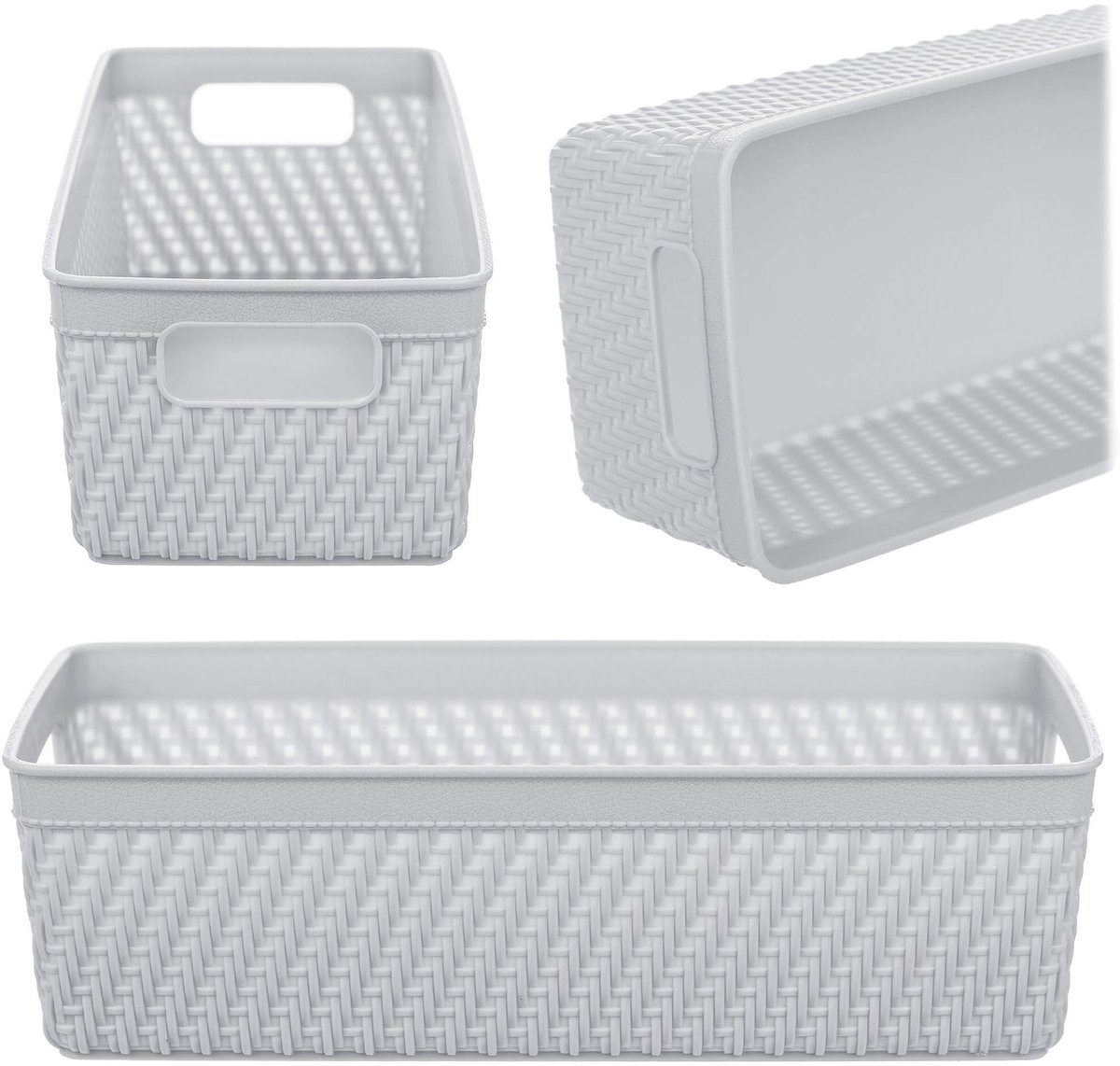 Lioni rechthoekige mand 24,5 x 10 x 7 cm lichtgrijs