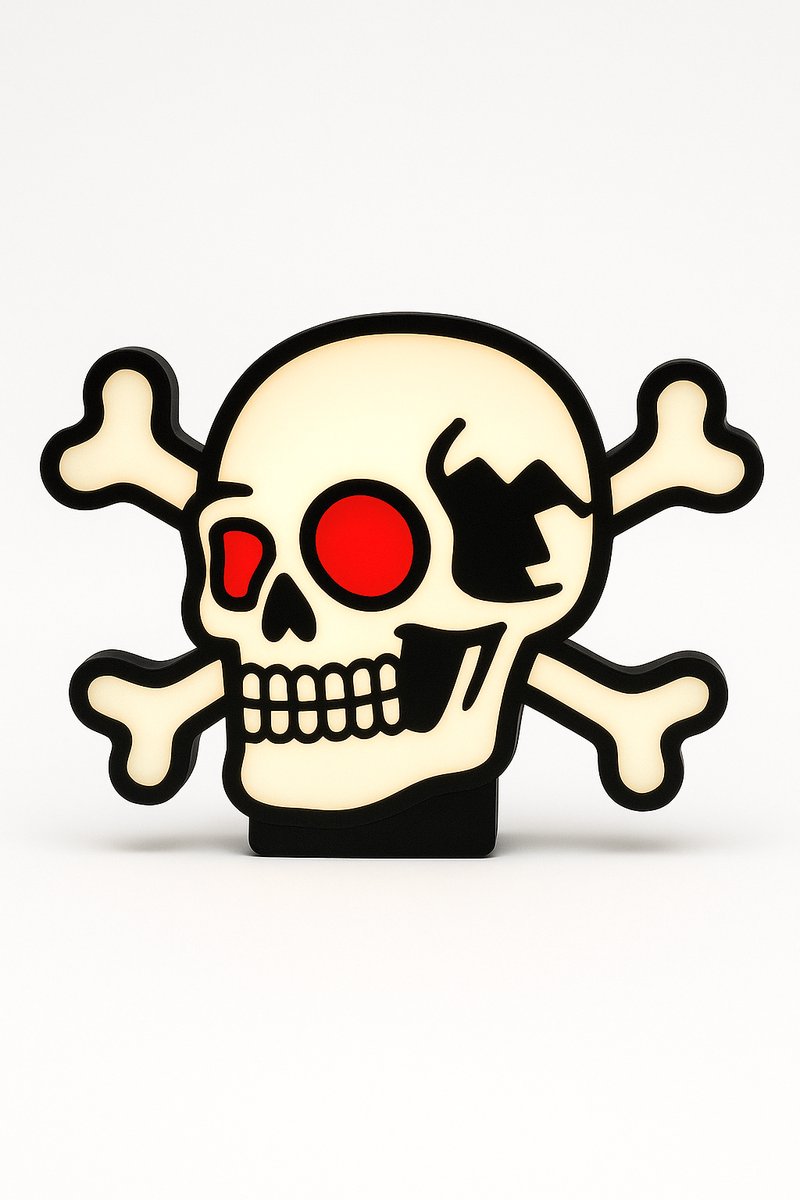 Skull Bones Lightbox – Tattoo Style LED Lamp – Uniek Cadeau voor Tattoo Artiest of Fan – W