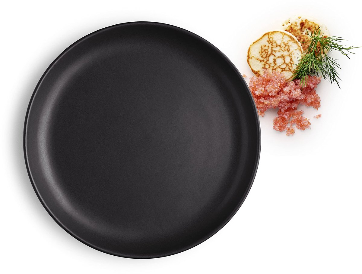EVA SOLO | Bord Ø17cm Nordic Kitchen | Set van 4 | Vaatwasser-, vriezer-, oven- en magnetronbestendig | Deens design | Zwart aardewerk voor dagelijks gebruik