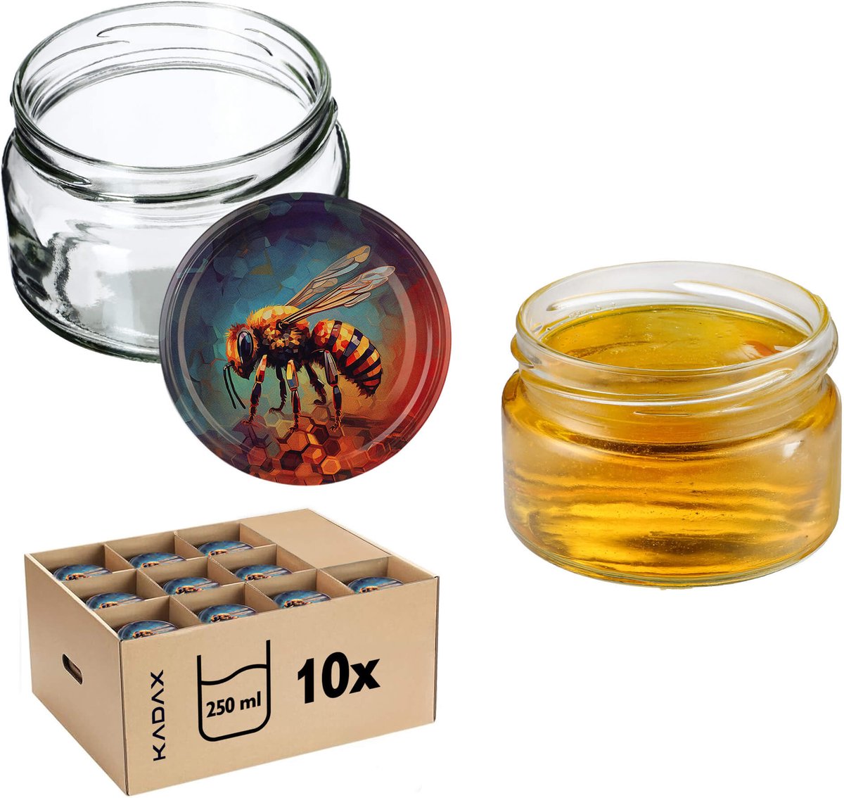 Denia Weckpotten 250ml 10st 82mm + Deksel "Blue Bee"