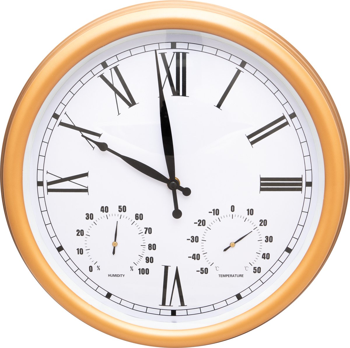 St. Helens Home & Garden Vintage Design Wandklok – Koper - Met Thermometer & Hygrometer – 38 cm – Waterbestendig