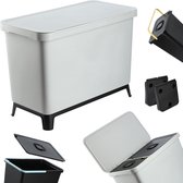 KADAX Afvalemmerset voor afvalscheiding, vuilnisemmer van robuuste kunststof, afvalcontainer, afvalsorteerder voor het verzamelen van glas, plastic en papier (3 x 12 l