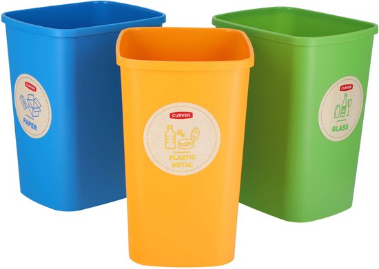 Set van 3x10L Curver ECO-Friendly scheidingsbakken