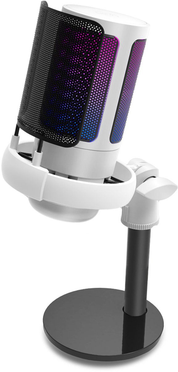 KINSI Gaming USB microfoon - RGB-Verlichting - Mute-Knop - Ruisonderdrukking - Voor Streaming & Podcasts