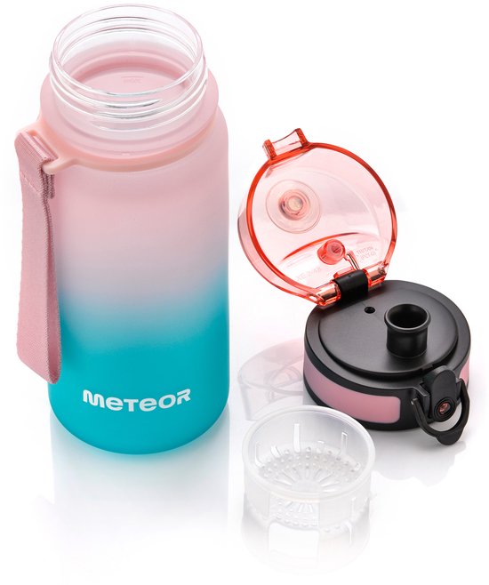 Meteor Sportbidon 350 ml -Fietsbidon - Roze/Turquoise - Fles voor sport en fitness van Meteor — afbeelding 5