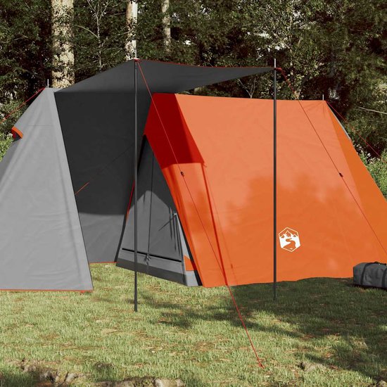 vidaXL - Tent - 3-persoons - waterdicht - grijs - en - oranje — afbeelding 2