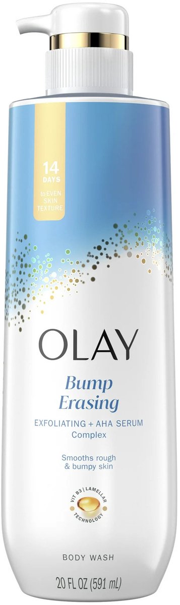 Olay, Bump Erasing Exfoliating Body Wash met AHA Serum Complex, , Exfoliërende AHA-huidreiniger, Voor een Gladde Huid, 591ml