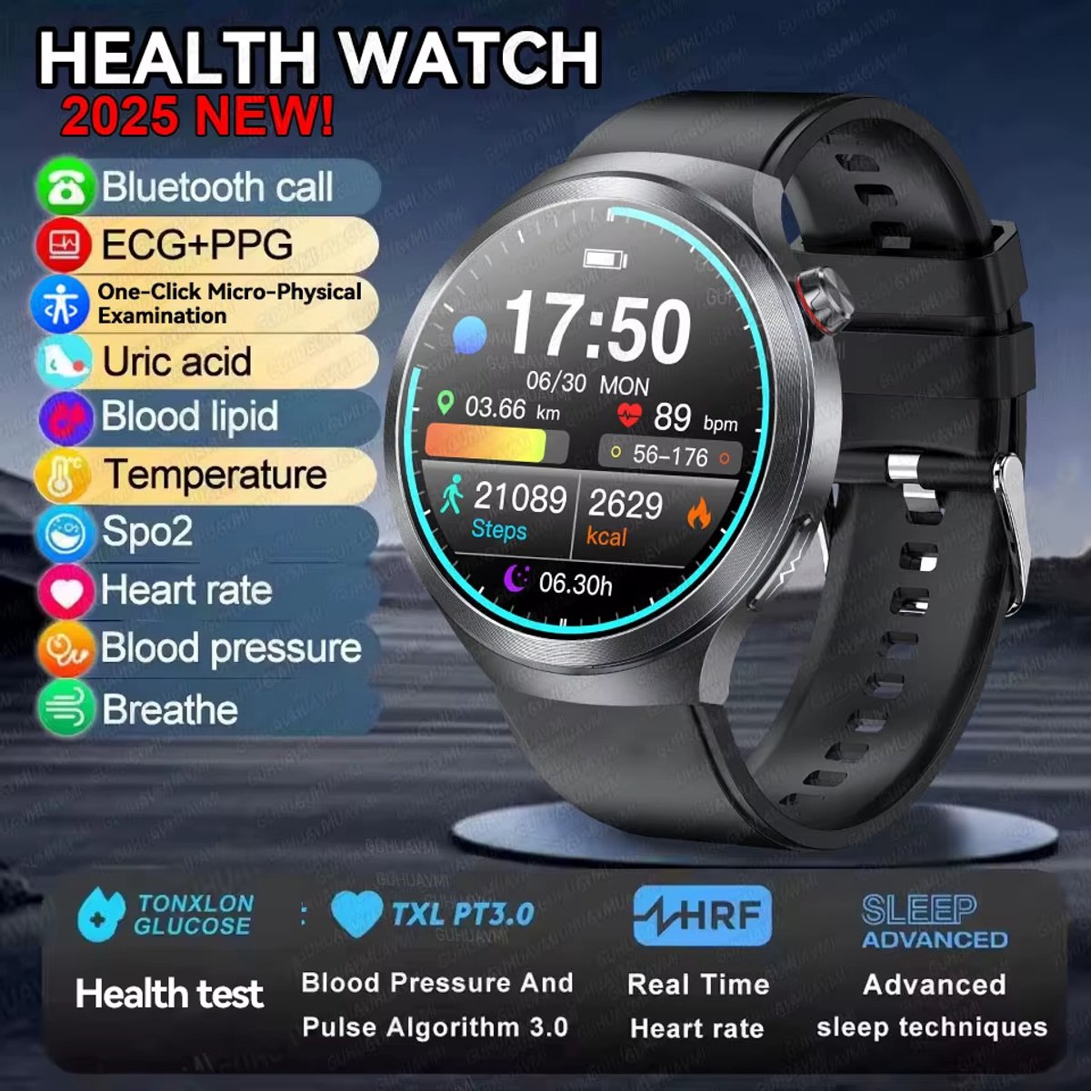 Montre Connectée Femme Élégante – Suivi Santé SPO2, Sommeil, Calories, IP68
