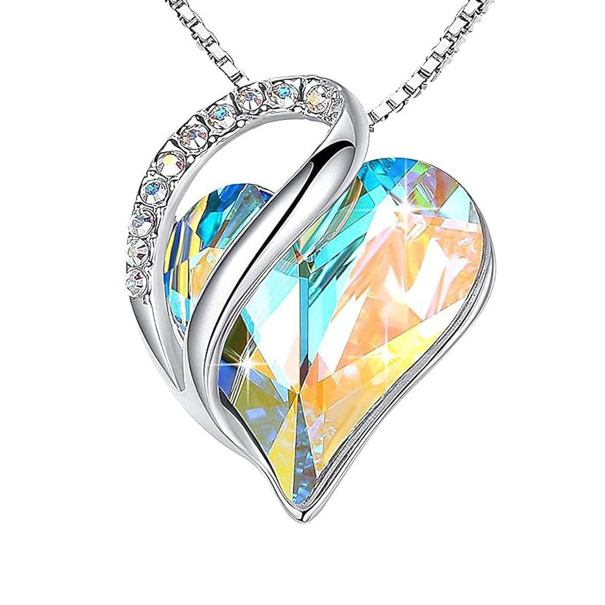 QoF Kristal Hart Multi Kleur – Ketting Lengte 45cm