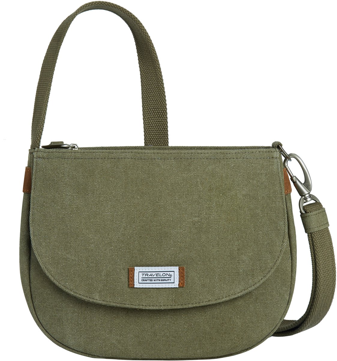 Travelon Heritage Anti-diefstal Saddle Crossbody Tas – Sage – Crossbody met RFID, snijbestendige band en vergrendelbare ritsen
