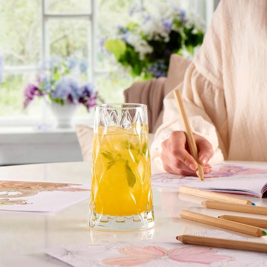 Set de verres à whisky Pasabahce Leafy – 8 pièces – 355 ml – Verre à Glas élégant – Pour Whisky, cocktails, Water et boissons gazeuses