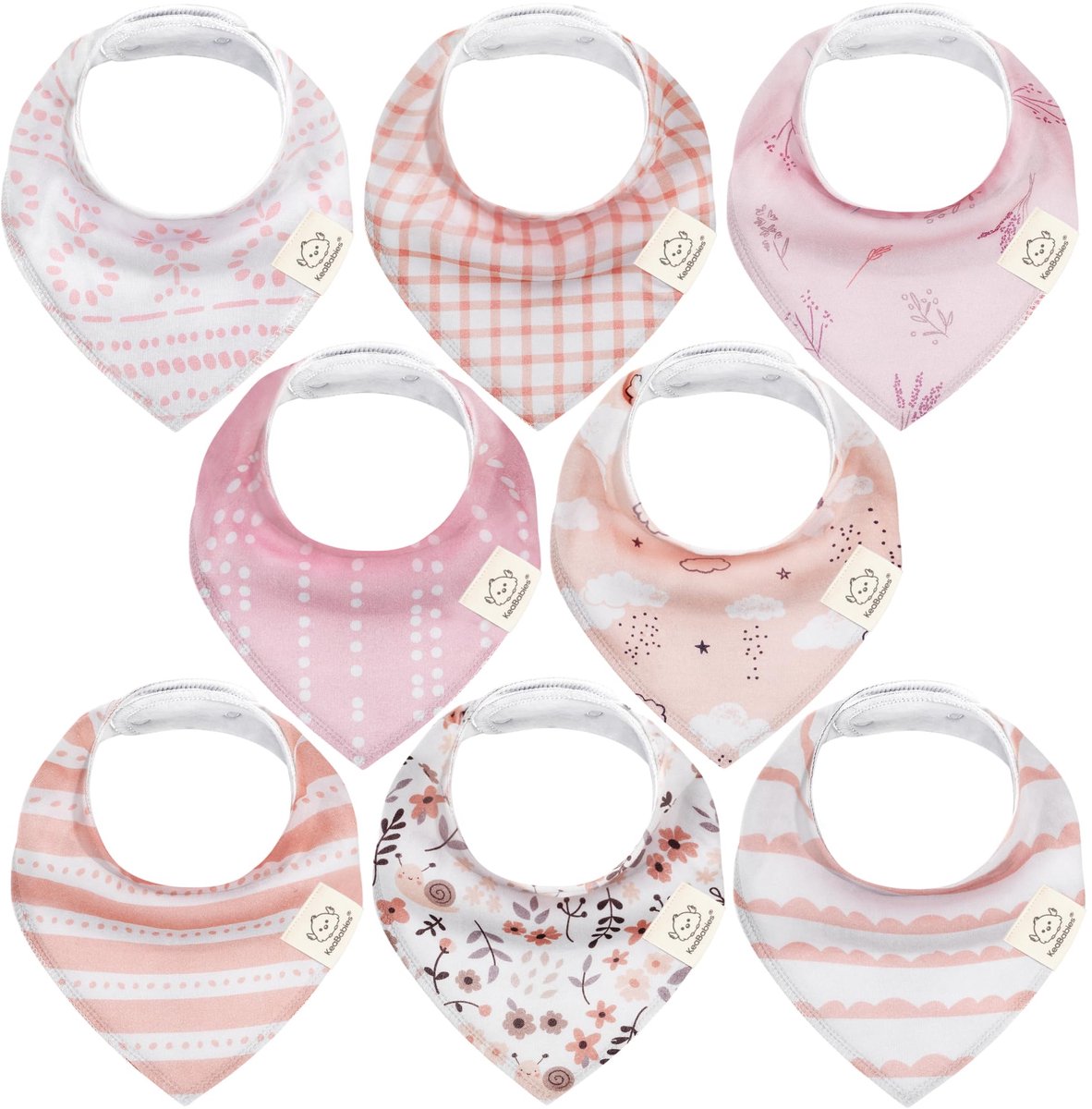 Image of 8-pack baby-slabbetjes voor jongens en meisjes - unisex baby-slabbetjes, superabsorberende baby-slabbetjes, biologische katoenen baby-slabbetjes, babysjaals voor baby's, kwijlslabbetjes (Sweet Charm)