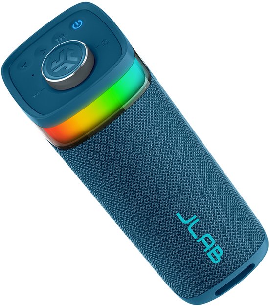 JLab Jbuds Bluetooth Speaker Draadloos - Draagbare Muziekbox - 12 uur Batterijduur - 30 Watt - Bass Boost - IPX6 Waterproof - Multipairing - Instelbare Party Lights - App Equalizer - Blauw