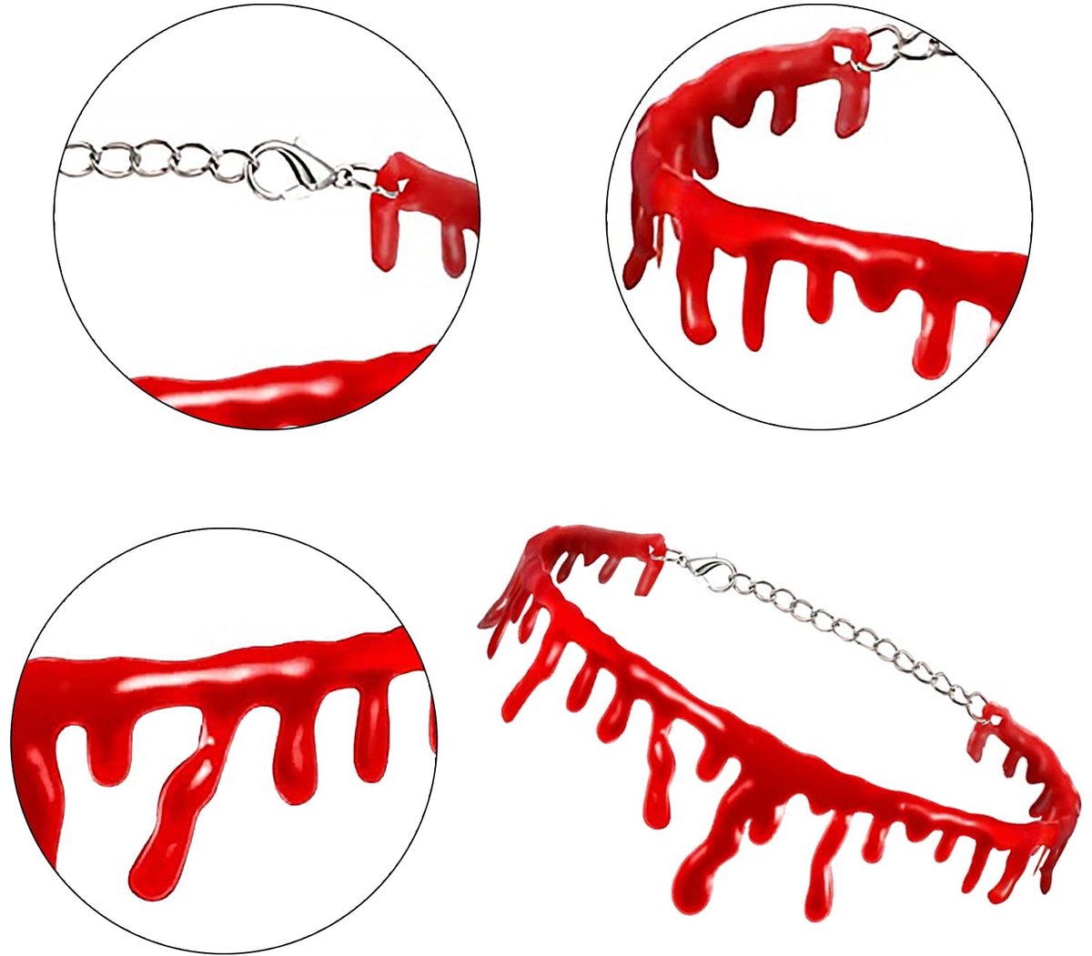 Ibenzoa® Nep-bloed Halloween ketting set met rode druppels voor griezelige vampier en gothic look