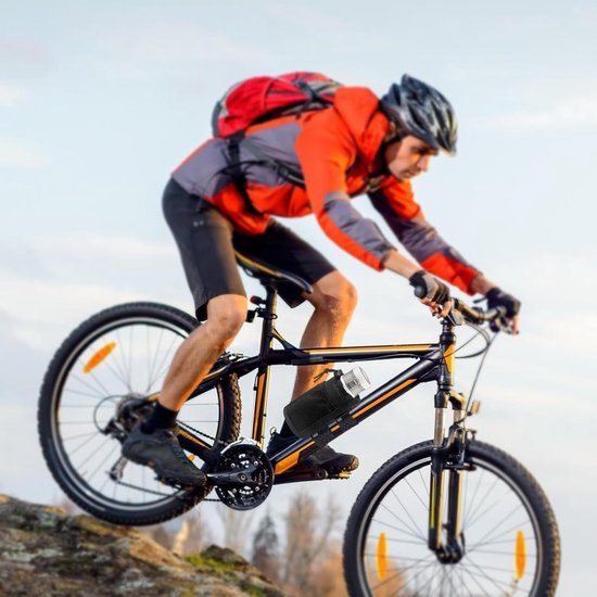 Bekerhouder voor fietsen - 1 stuks - Zwart - Oxford stoffen waterfleshouder - met gaasvak en koordvergrendeling - Universele bekerhouder voor waterflessen - Flessenhouder - Bekerhouder voor fietsen, motoren, rolstoelen, kinderwagens, golfkarretje — afbeelding 2