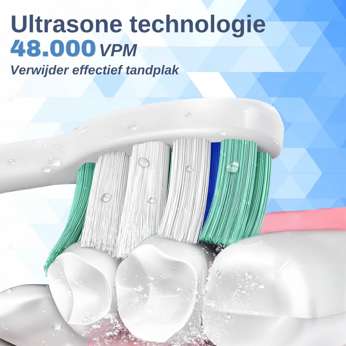 Afbeelding 3 van Vaive Sonic Wave Precision X8900 Elektrische Tandenborstel - 48000 VPM - 5 Standen, 3 Niveaus - 4 Borstelkoppen & Reisetui - Wit