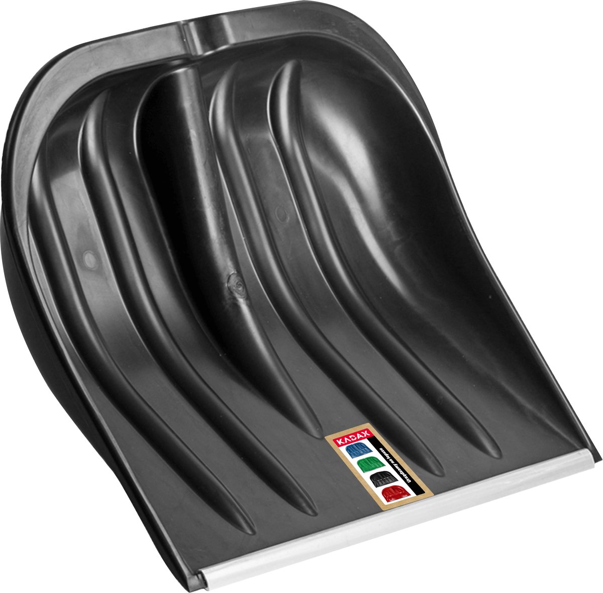 KADAX Sneeuwspade, 49 cm breed, sneeuwschep zonder steel, sneeuwschuiver, sneeuwruimer, kunststof sneeuwschop, sneeuwschuip (1, zwart met aluminium rand)