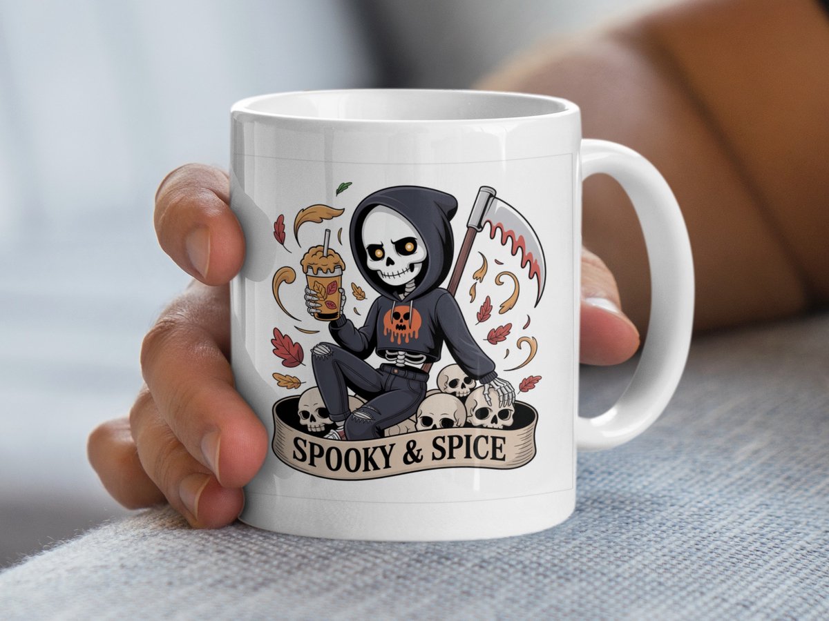 Spooky Spice Skeleth Mug, Herfst Thematisch, Halloween Drinkware, Leuk Cadeau Idee, Unieke Koffiemok, Keramische Beker, Angstaanjagend