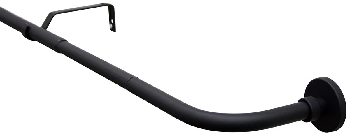 Ibenzoa® Gordijnroedenset met Elegante Boog en Uittrekbare Lengte van 130-180 cm in Mat Zwart