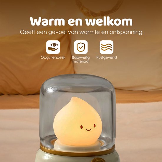 Nachtlampje voor Kinderen en Baby - Draadloos - Dimbaar met 2 kleuren - USB oplaadbaar - Bedlamp - Voor babykamer van Merkloos — afbeelding 5