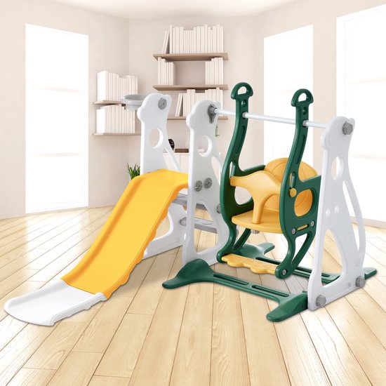 YYchan 4-in-1 speeltoestel – glijbaan – schommel – basketbalframe