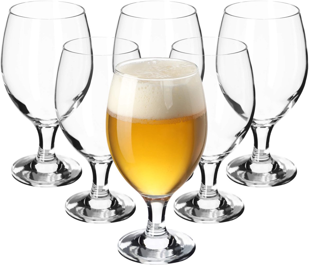KADAX Bierglazen, bierglazen van glas, biertulpen, tarweglazen voor donker en licht bier, ambachtelijke bierglazen, bierpul, pilsner glas, bierglas, bierbeker (400 ml, 6 stuks, transparant)