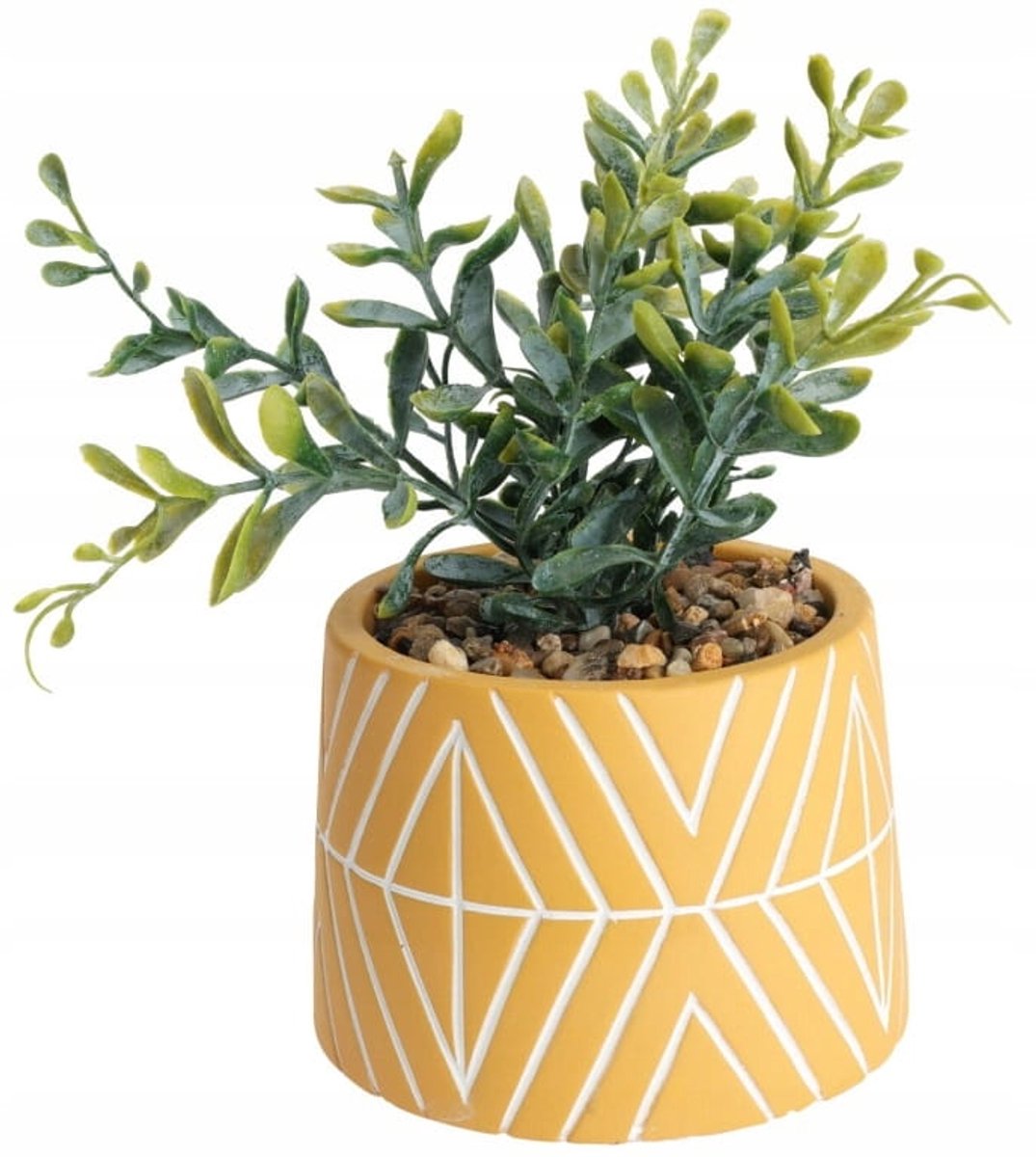 Koopman Sier Kunstplant - Cement Bloempot - 9,5x16 cm Geel;Beige;Bruin