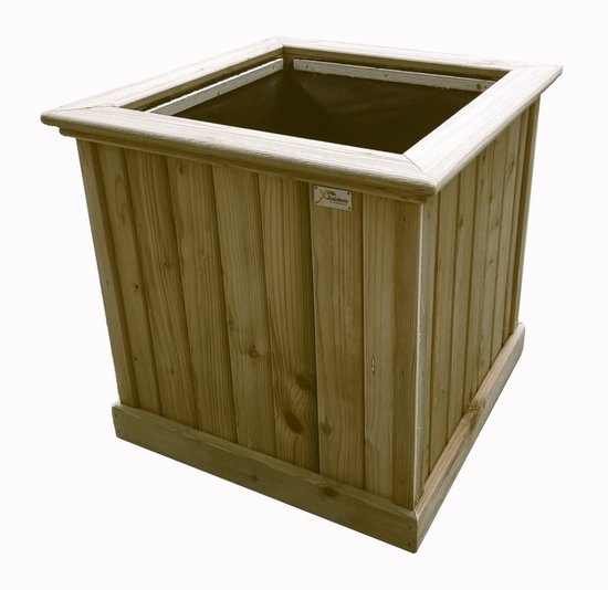 Jardinière carrée en bois pour jardinière et balcon (56 x 56 x 59) - bois de pin imprégné - mobile