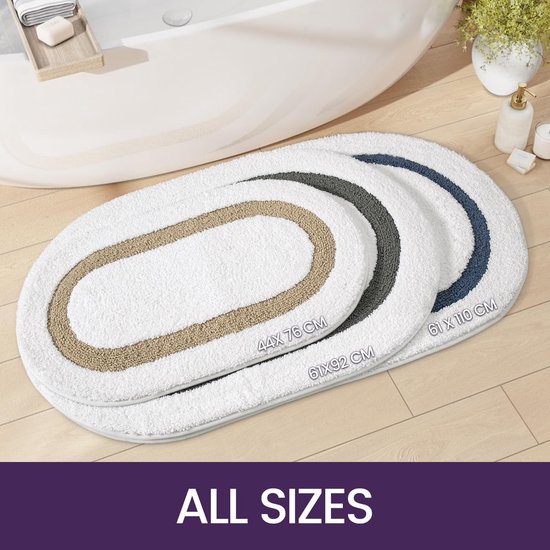 DEXI Badmat 60 x 110 cm, Absorberend Zachte Microvezels Badkamermat, Machinewasbaar, Antislip Badmatten voor Douche, Badkuip en Badkamer, Beige