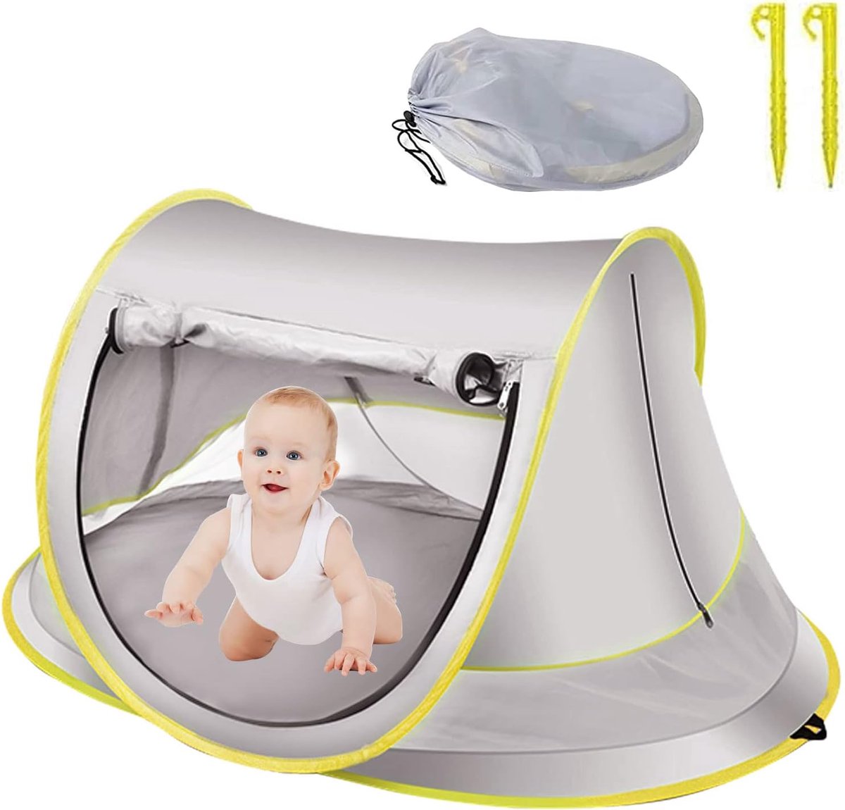 Lexium Strandtent baby - Zomeruitje - Baby zonnescherm - UV bescherming - Pop-up strandtent - Baby strandaccessoire - Vakantie met baby - Stranddag met kinderen - Baby schaduwdoek - Draagbare strandtent - Zonnescherm baby - Zandvrije speelplek - Baby