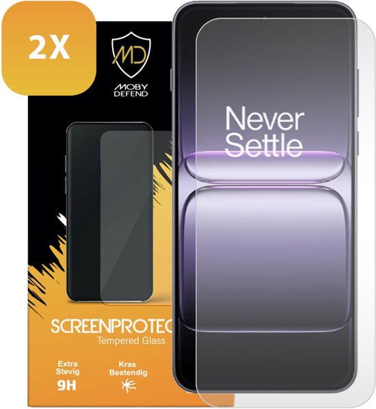 Lot de 2 Protecteurs d'écran OnePlus Nord 5 - MobyDefend Case-Friendly - Glas trempé - Plaques de verre. Compatible avec : OnePlus Nord 5