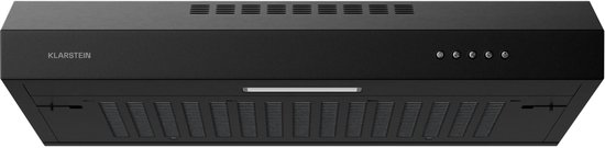 Klarstein SlimVent afzuigkap voor onder de kast, 60 cm ruimtebesparende afzuigkap, 200 m³/h luchtstroom, energie-efficiëntie A+, geluidsarm 52 dB, LED-verlichting, koolstoffilter, vaatwasmachinebestendige filters, zwart