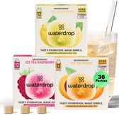 waterdrop® Microdrink Ice Tea Set - 36 bruistabletten - suikervrij smaakmaker - Perzik, Citroen, Framboos - met echte thee