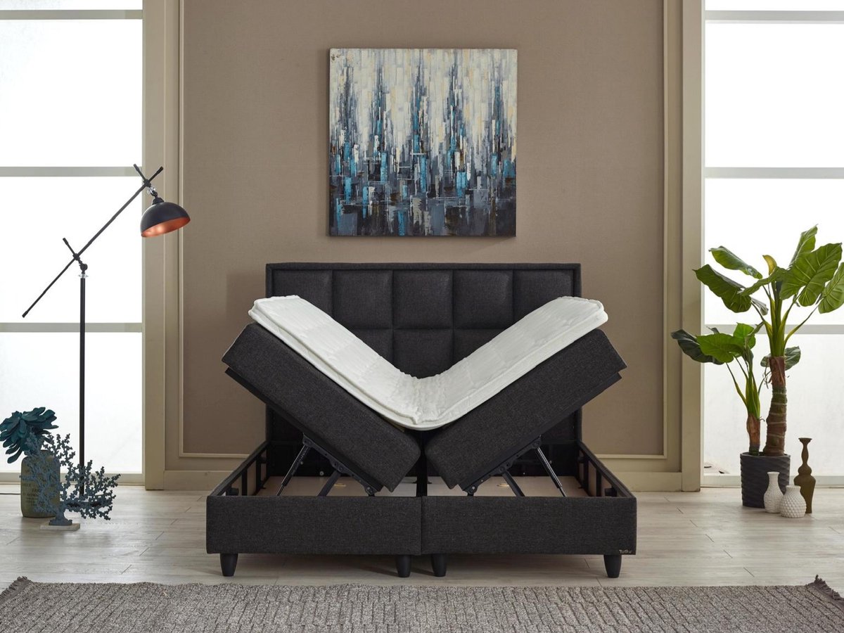 BSS Bedding Vlinder - Boxspring - Boxspring met Opbergruimte - 160x200 - Inclusief Topper - Zwart