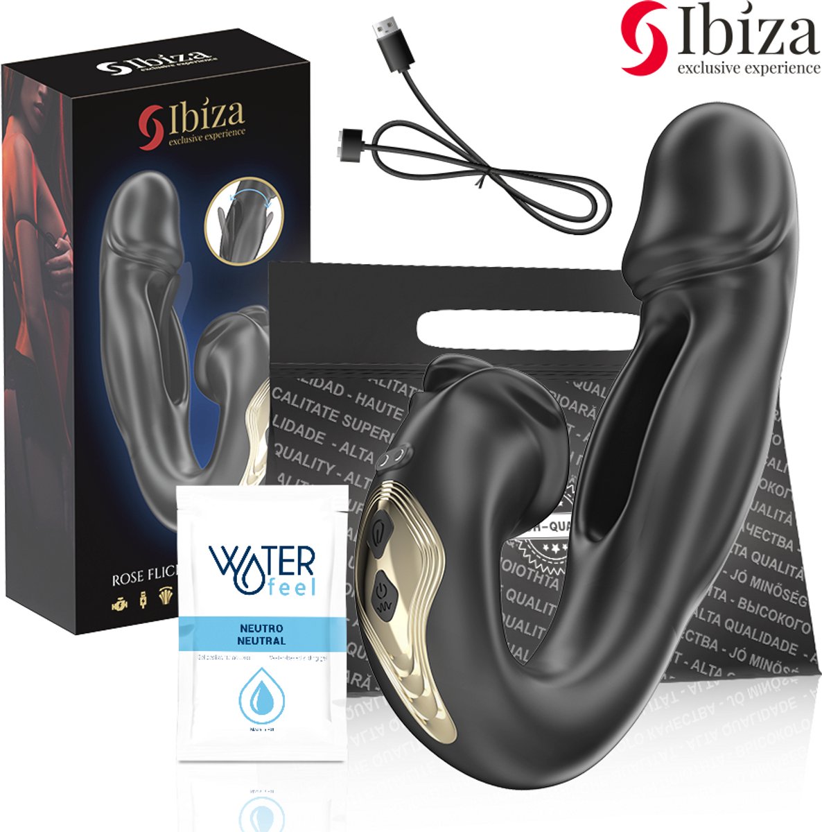 IBIZA - ROSE VIBRATOR MET FLICKING-EFFECT EN CLITORISSTIMULATOR | VIBRATOR | CLITORIS VIBRATOR | G-SPOT VIBRATOR | SEKSSPEELTJES VOOR VROUWEN | SEX TOYS VOOR VROUWEN
