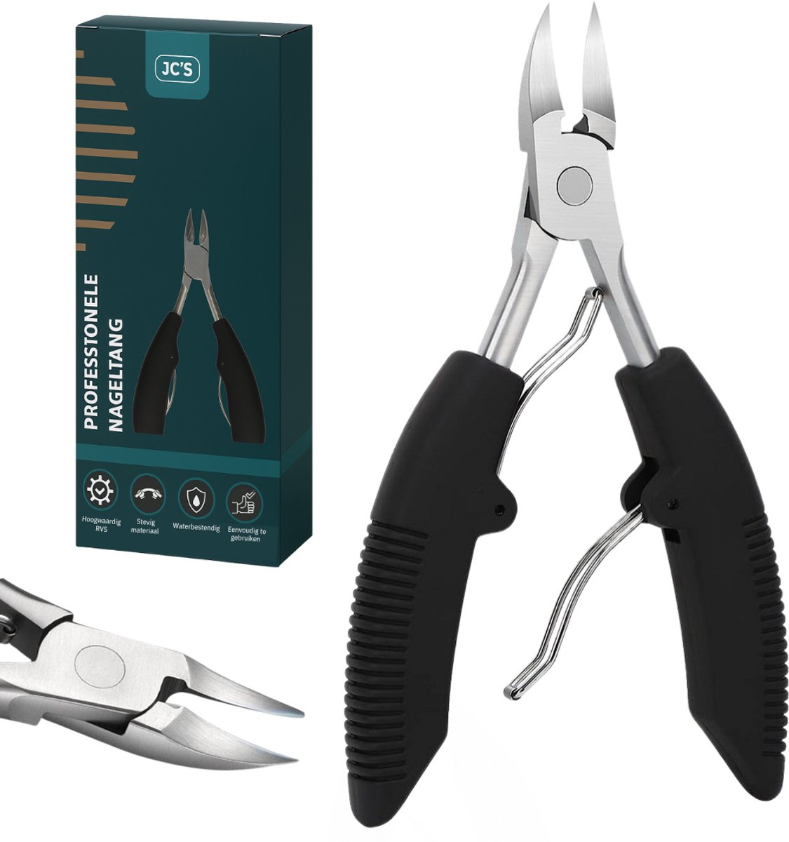 JC's® Professionele Nageltang – Voor Harde Teennagels – Ingegroeide Nagels – Kalknagels – RVS Nagelknipper – Teennagelknipper – Pedicureset – Manicure & Pedicure Tool