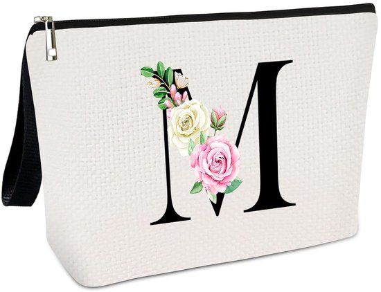 2-delige Leuke Gestreepte Make-up Tas Grote Capaciteit A-Z Initiële