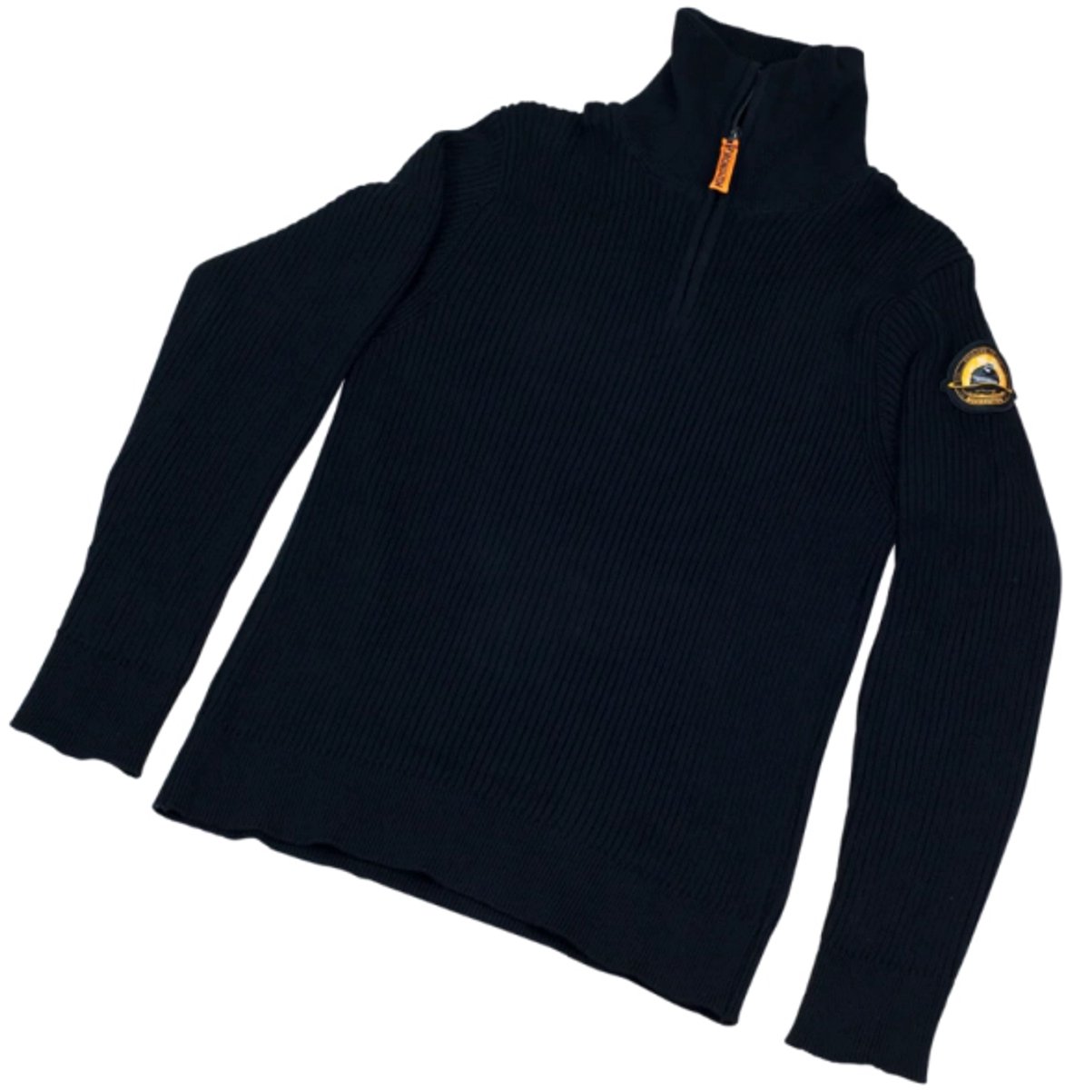 Monolith Pullover Zwart – Heren Trui met Hoge Kraag & Rits – 100% Katoen – Maat L