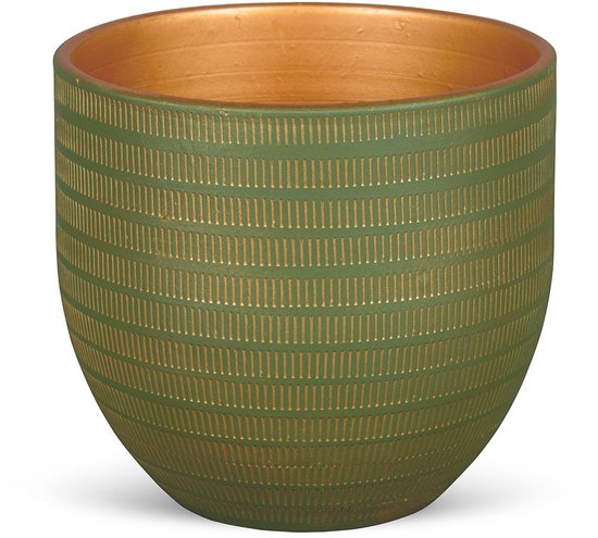 Bloempot voor Binnen - Aardewerk - Groen Goud - Ø24 cm