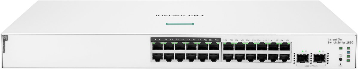 Switch HPE Aruba Instant On 1830 24G 12p Class4 PoE 2SFP 195W