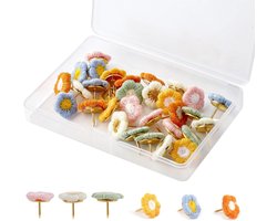 JGS Premium - Push Pins Set van 30 stuks voor Muurdecoratie, Bulletin Board en Foto Display - Kleurrijke Kopspijkers voor Kantoor en Thuis